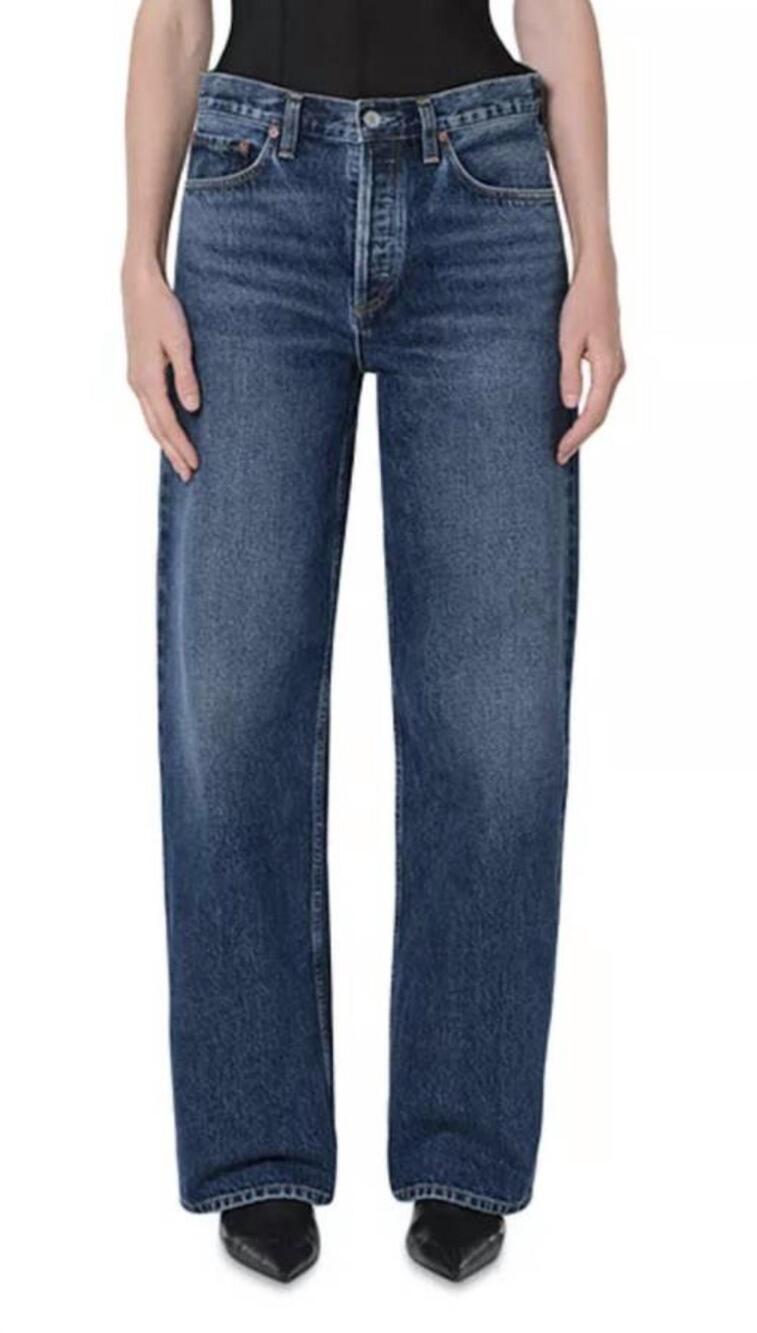 NEW AGOLDE arc loose wide leg jeans in short wave